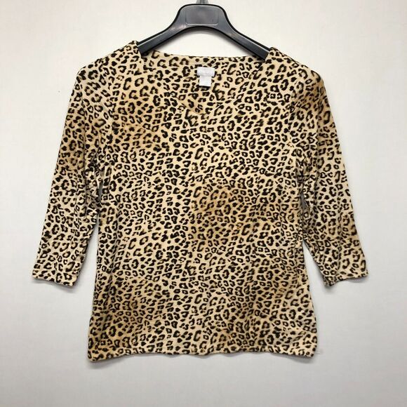 Chico's Women 3/4 Sleeve Animal Prints Blouse Top Shirt Size 1 US Medium B272 -9 - Picture 1 of 12